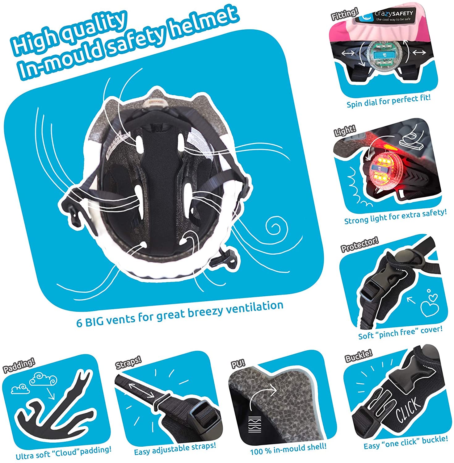 Casco Infantil Crazy Safety Caballo Rosa - Imagen 3