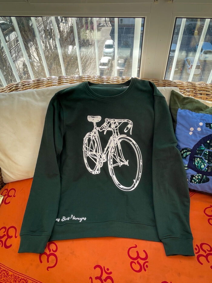 sudadera bicicleta clasica retro verde las bicis naranjas 6